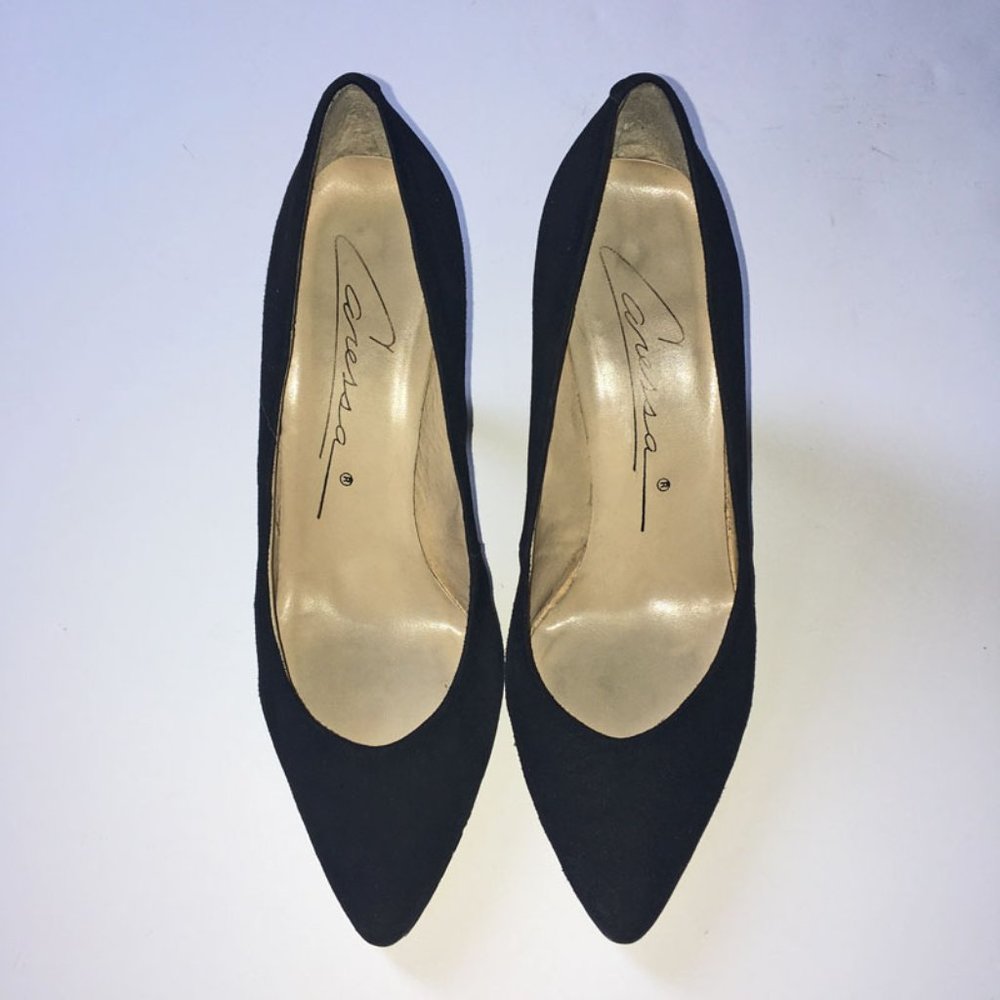 Black Suede Pumps from Caressa, 3.25" Heel, Size 7M